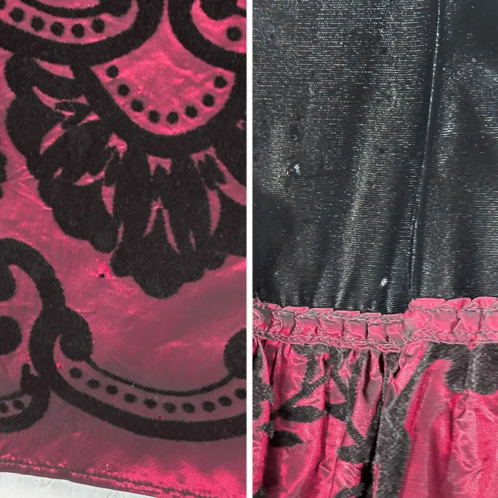 Vintage-Inspired Black & Burgundy Velvet Gothic Dress - Picture 12 of 14